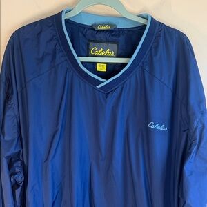 Cabela's Navy and Light Blue V-Neck Pullover Wind Shirt
